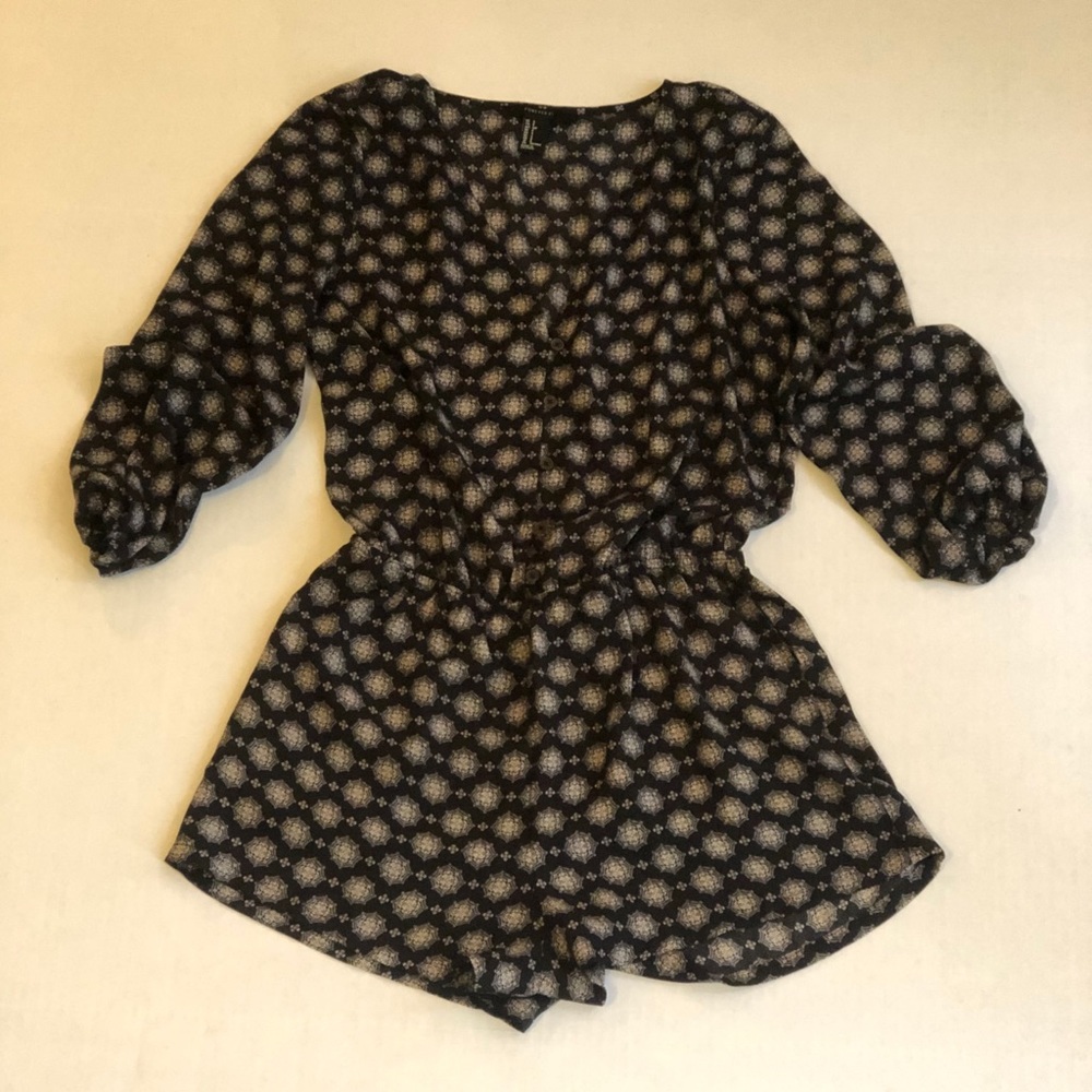 Button up romper with pockets